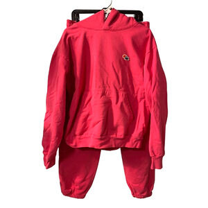 Melody Ehsani ME. Women's Rose Sweatsuit Joggers & Hoodie Size L Pink Coord Set